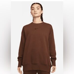 Nike Sportswear Phoenix Fleece Women's Brown Crew Neck Sweatshirt size ex small